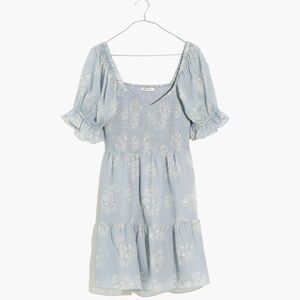 Madewell Silk Lucia Smocked Mini Dress Coquette Fairy Princess • Size XS